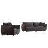 Modern 3-Seater + 1-Seater Linen Fabric Sofa Set with Wooden Frame and 3 Pillows - 3 of 4