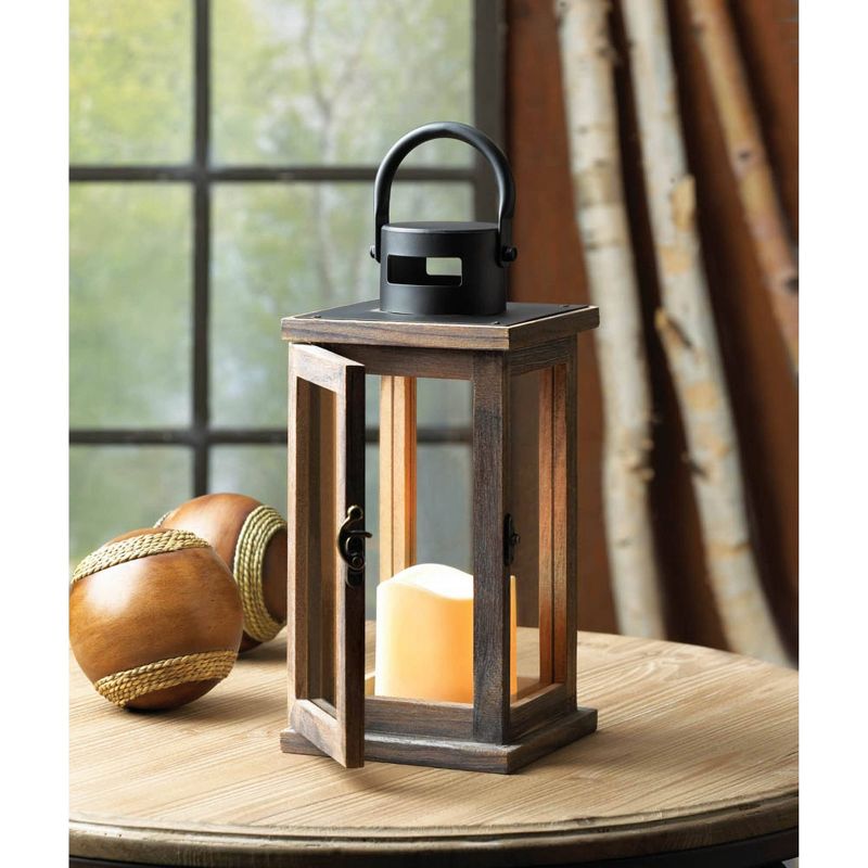 7.1&#34; Wood Lodge Outdoor Lantern with LED Candle Brown - Zingz &#38; Thingz, 6 of 7