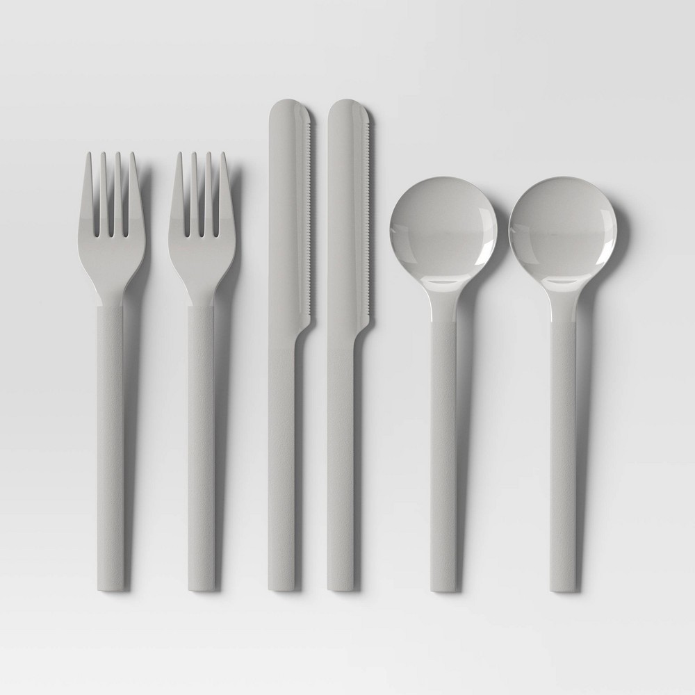 6pc Flatware Set Light Gray - Room Essentials™: Modern Reusable Plastic Silverware, BPA-Free, Dishwasher-Safe, Service for 2
