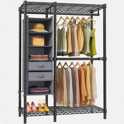 VIPEK V2E Wire Garment Rack Heavy Duty Clothes Rack with 6-Shelf Hanging  Closet Organizer & 2 Drawers, Max Load 550LBS - Black