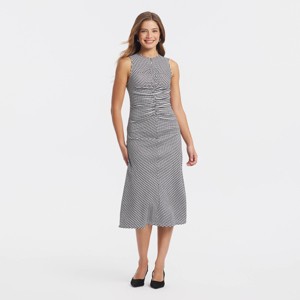 Women's Ruched Midi Dress - A New Day™ Black Gingham XS : Target
