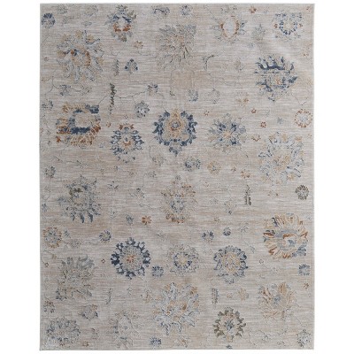 Pasha Transitional Floral & Botanical Taupe/Ivory/Blue Area Rug