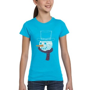 LA Pop Art Snowman Face - Girl's Word Art T-Shirt - 1 of 4