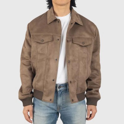 Alpine Swiss Men's Blake Vegan Suede Bomber Jacket – Lightweight Slim Fit Casual Softshell Coat with 5 Pockets ERTH ST L — фото 2