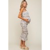 Pinkblush Cream Floral Smocked Fitted Maternity Midi Dress - 3 of 4