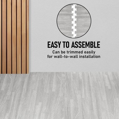Gray Wood Grain Interlocking Foam Floor Tiles, 24x24 inches