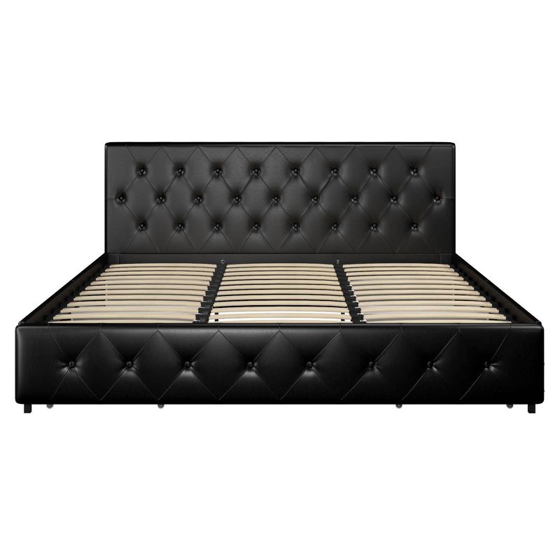 Dalia Faux Leather Upholstered Bed with Storage Black - Room & Joy, 3 of 15