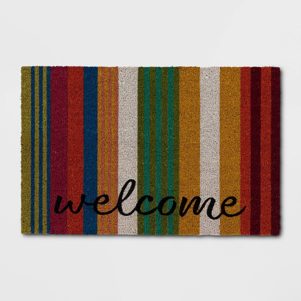 Photos - Doormat 1'6"x2'6" 'Welcome' Striped  - Threshold™