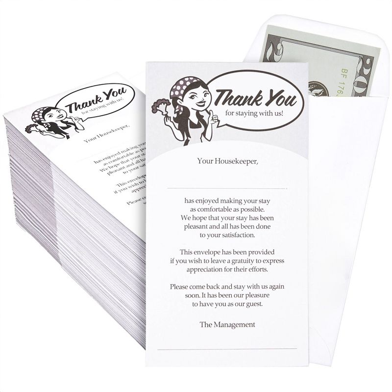 Juvale 500 Pack Housekeeping Thank You Envelopes for Cash, Coins, Gratuity, 3.5 x 6.5 In, 1 of 6