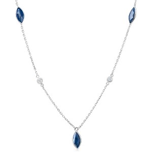 Pompeii3 3/4 Ct tdw Blue Marquise Sapphire & Diamond By The Inch 18" Necklace - 1 of 3