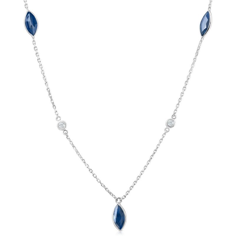 Pompeii3 3/4 Ct tdw Blue Marquise Sapphire & Diamond By The Inch 18" Necklace, 1 of 4