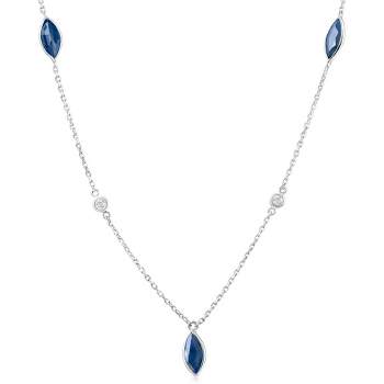 Pompeii3 3/4 Ct tdw Blue Marquise Sapphire & Diamond By The Inch 18" Necklace