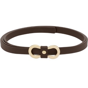 INSPIRE CHIC Women's Skinny Extra 8-Shaped Golden Buckle Holeless Waist Belts - 1 of 4