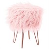 BirdRock Home Faux Fur Foot Stool Ottoman with Hair Pin Legs - Pink - 3 of 4