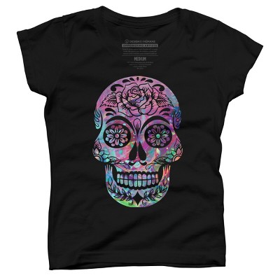 Girl's Design By Humans Halloween Sugar Skull By honeytree T-Shirt