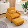 33" Corduroy Small Single Sofa with Plush Cushion and Throw Pillow, Comfortable Lazy Chair for Apartment, Bedroom, or Balcony - 3 of 4