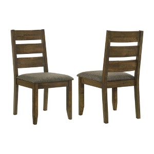 Simple Relax Set of 2 Upholstered Dining Side Chairs with Ladder Back in Knotty Nutmeg and Grey - 1 of 4