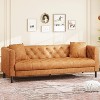 81" Mid-Century Modern Leather Sofa for Living Room, Chesterfield Sofa with Deep Seats and 2 Pillows - 4 of 4