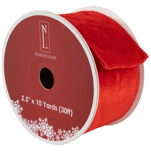 Northlight Solid Red Wired Craft Christmas Ribbon 2.5