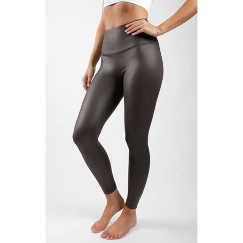 90 Degree By Reflex Interlink Faux Leather High Waist Cire Ankle Legging -  Military Green - Large : Target