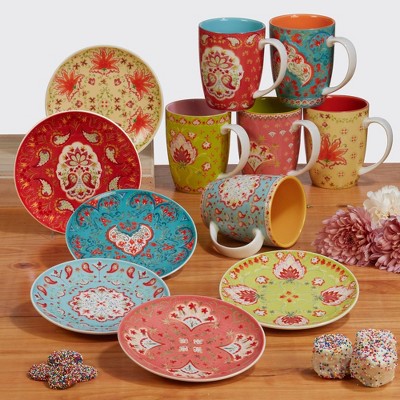 Francesca Assorted Colorful Porcelain Canape Plates Set of 6