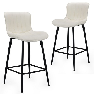 GlasFlength Dining Sets, Mid-Century Modern Swivel Bar Stool Set of 2, Adjustable Height for Kitchen, Bar, Counyer, White, 19.3"*14.9"*36.32"