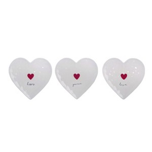 Transpac Ceramic Heart Shaped Saucer Set of 3 Valentines Home Decorations - 1 of 1