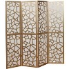 Roundhill Furniture Giyano 4 Panel Screen Room Divider, Gold - 3 of 4