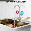 Stainless Steel Utility Sink, Freestanding Single Bowl Design with Hot/Cold Water Pipes, Includes Faucet, Storage Rack, For Garage, Restaurant - 4 of 4