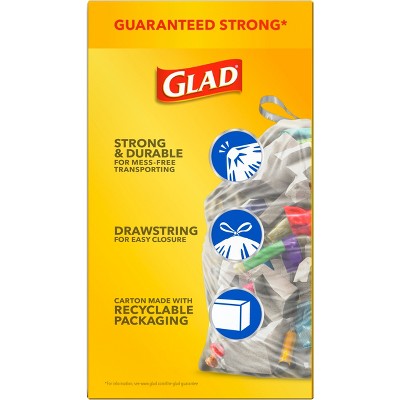 Glad 13 Gallon Clear Tall Kitchen Drawstring Trash Bags