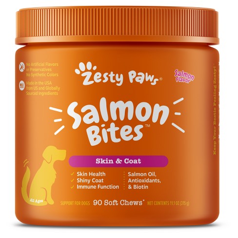 Zesty Paws Skin Health Salmon Soft Chews For Dogs Salmon Flavor 90ct Target