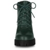 BLISSFUL STEP Women's Round Toe Chunky Heel Lug Sole Lace Up Zipper Combat Boots - 2 of 4