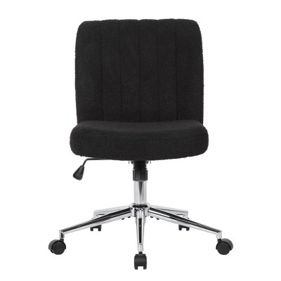 Black Boucle Fabric Swivel Task Chair with Chrome Base