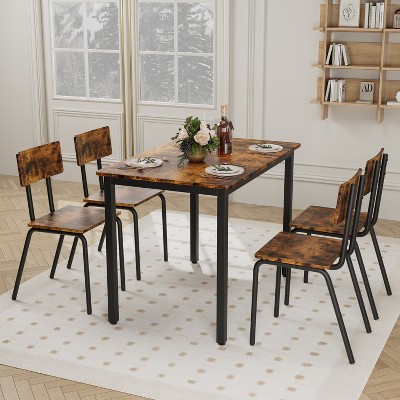 VYNXARIA 5-Piece Dining Table Set with 4 Chairs, 43in Kitchen Table & Chairs Set for 4, Dining Room Table with Metal Frame & MDF Board
