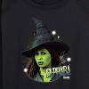 Women's - Wicked - Elphaba Witch Hat Lightweight French Terry Wide Neck Long Sleeve Graphic Shirt - 2 of 4