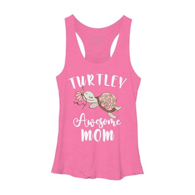 Women's Design By Humans Turtley Awesome Mom Turtle with Flower By animalshop Racerback Tank Top