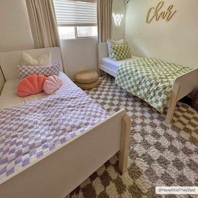 Hauteloom Kieu Taupe Checkered Shag Rug