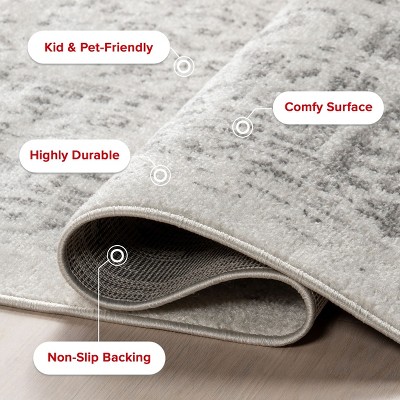 Gray 6' Square Synthetic Reversible Area Rug