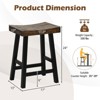 Tangkula 24" Bar Stool Set of 4 Counter Height Solid Wood Curved Saddle Seat Footrest - 4 of 4