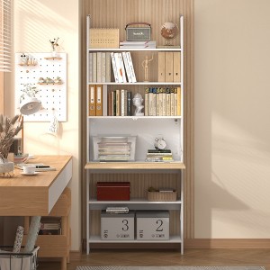FFUFU&GAGA Freestanding Wall-Mounted Bookshelf with Anti-Tip Device in White - 1 of 4