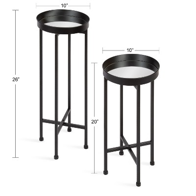 Celia Black Metal Foldable Tray Table Set, 2 Piece