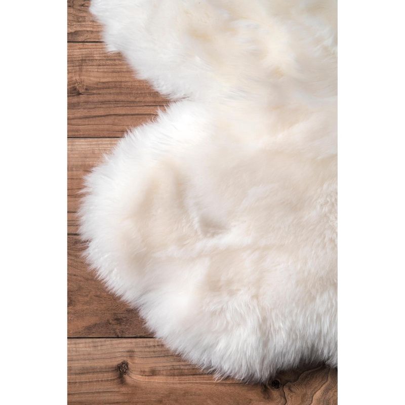 nuLOOM Hand Made Due Sheepskin Area Rug, Shaped 1' 10" x 5' 7", Natural, 4 of 8