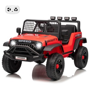 Jojoka Kids Electric Ride On Truck Car, 12V Vehicle with Parent Remote, 3 Speeds, Spring Suspension, Music, Gift for Ages 3-8 - 1 of 4