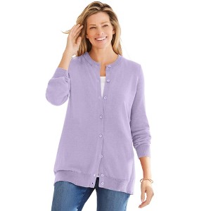 Woman Within Perfect Long-Sleeve Cardigan - 1 of 4