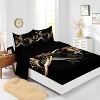 Boersma Black Golden Flower Sheet Set Fresh Floral Bedding Set Elegant Luxury Vintage Flat Sheet Set , 1 Flat Sheet 1Fitted Sheet 2 Pillowcases - 3 of 4