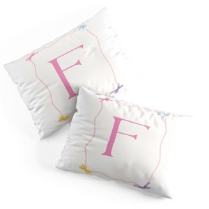 Deny Designs Standard April Lane Art Simple Bow Monogram F Microfiber Printed Pillow Sham - 1 of 3