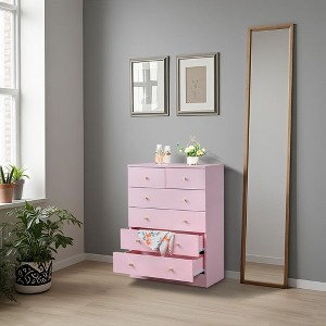 Karl Home 6-Drawer Pink Particle Board 25.98in. W Chest of Drawer - 1 of 4
