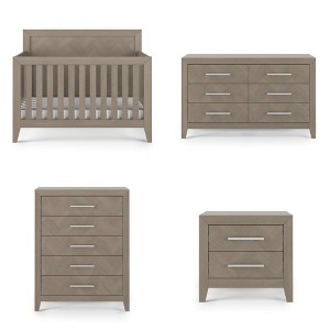 Child Craft Kieran 4-in-1 Convertible Crib, Double Dresser, Chest, and Nightstand 4-Piece Nursery Set - 1 of 4