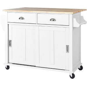 Dexmalle Kitchen Cart with Rubber wood Drop-Leaf Top and Sliding Door - 1 of 4