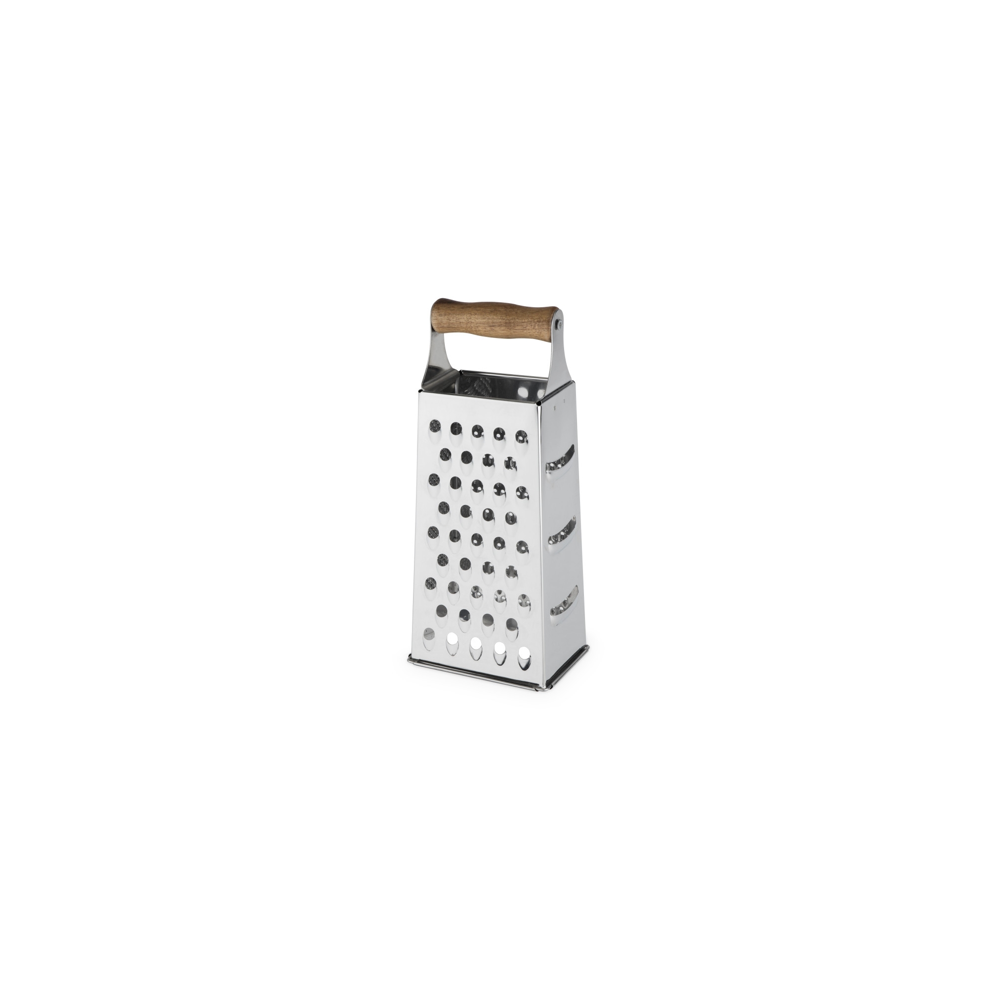 Twine Stainless Steel Box Cheese Grater with Acacia Wood Handle, 4 Grating Patterns, Reinforced Base, Kitchen Accessories, Home Gifts for Men & Women